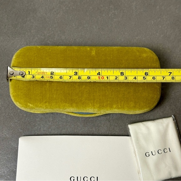 Gucci Velvet Chartreuse Light Blue Medium Sunglass Glasses Case NEW - Picture 3 of 5